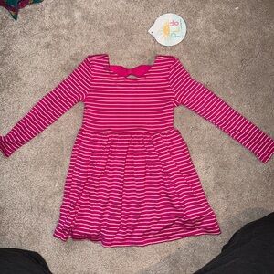 Little Sleepies - Pink Striped Valentines Skater Dress - 2T